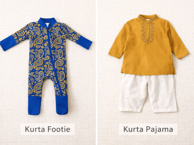 Baby Kurta Pajama vs Kurta Footie: Which Is Better for Babies? - En Route Designs