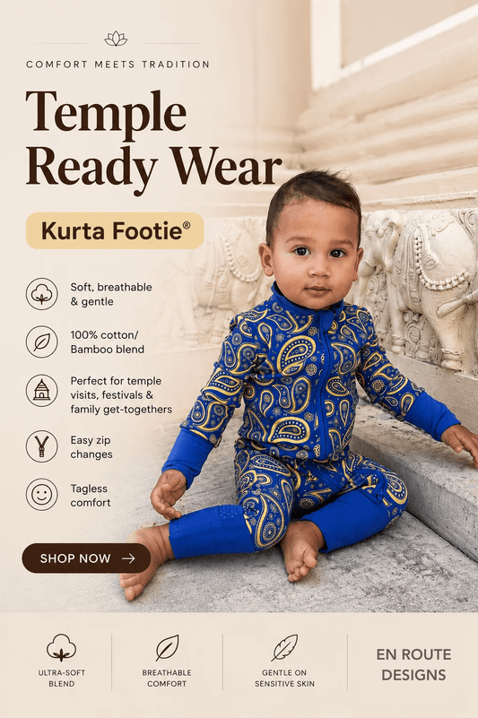 The Parent-Tested Design Behind the Kurta Footie®: Two-Way Zippers, Foldover Mitts, and No-Itch Seams - En Route Designs