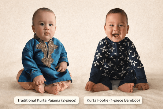 Tiber Taber Kurta Pajama vs En Route Designs Kurta Footie: Which Is Better for Babies? - En Route Designs