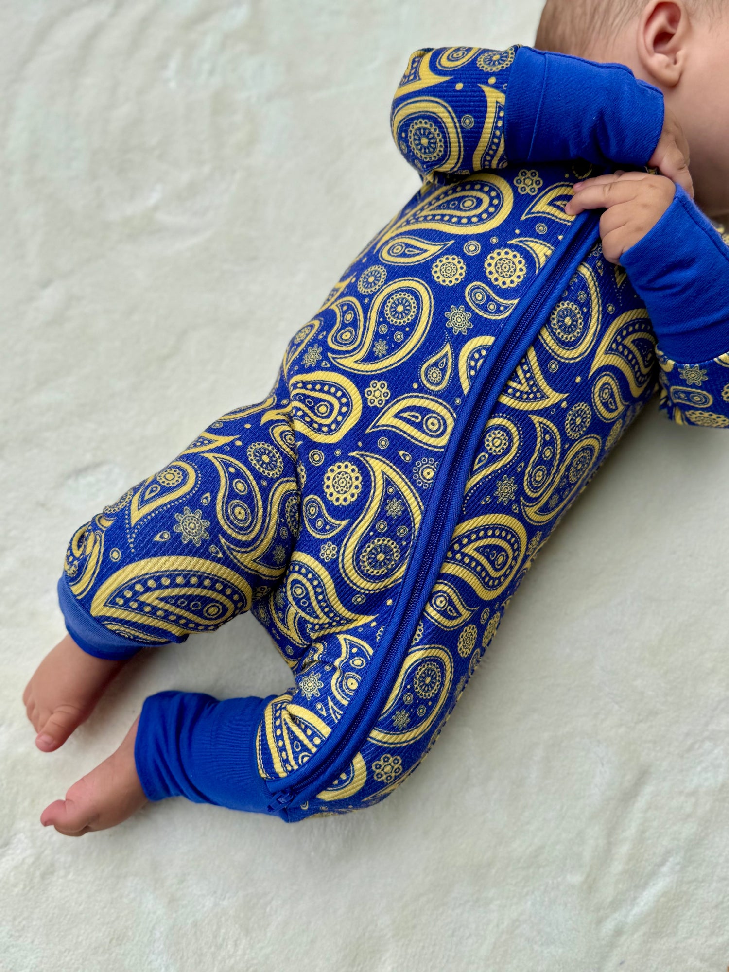 Kurta Footie in Blue Paisley
