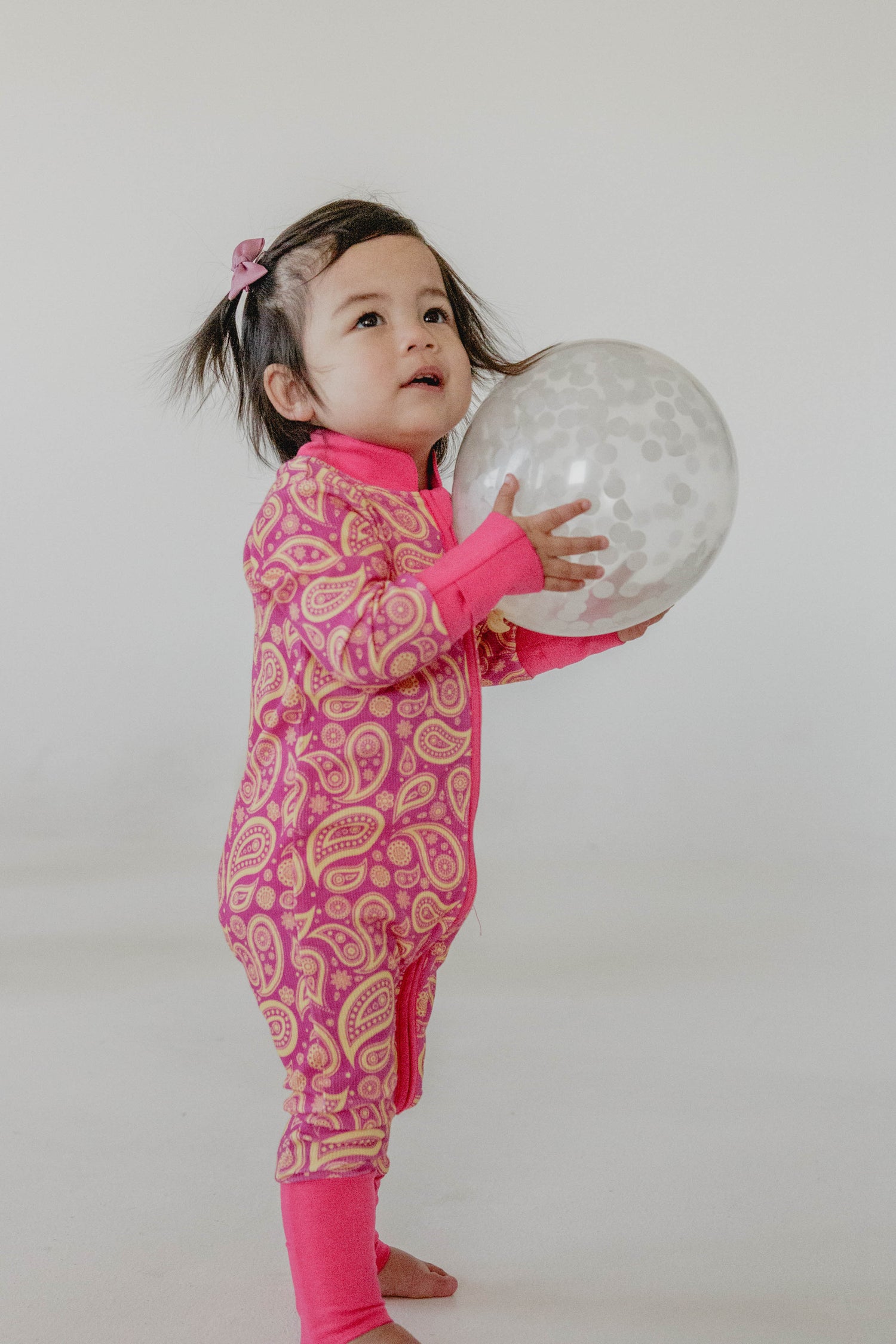 kurta footie  in pink  paisley