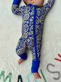 Kurta Footie in Blue Paisley