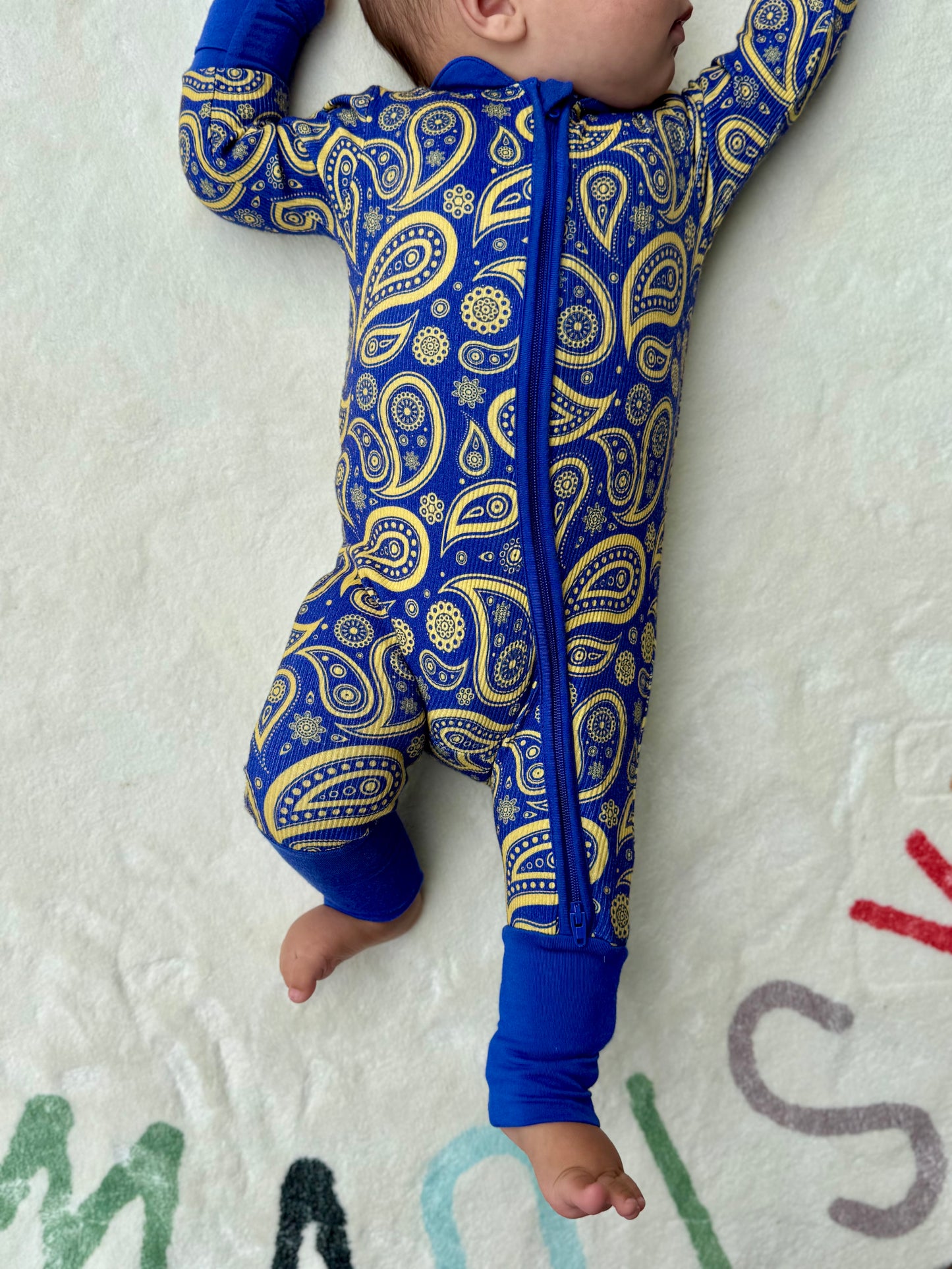 Kurta Footie in Blue Paisley